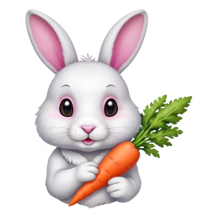 Rabbit holding a carrot sticker