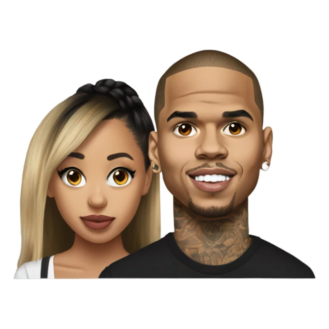 Hyper Realistic Chris Brown and beautiful Karruche Tran  sticker