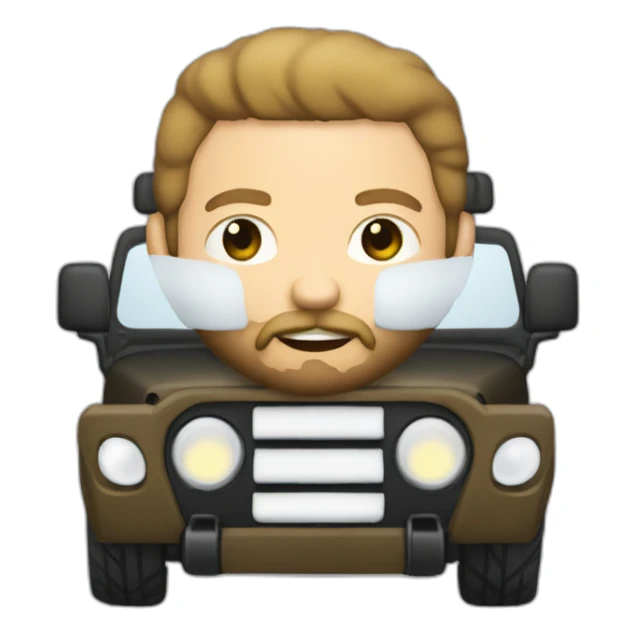 white bold man with beard riding Jeep jk sticker
