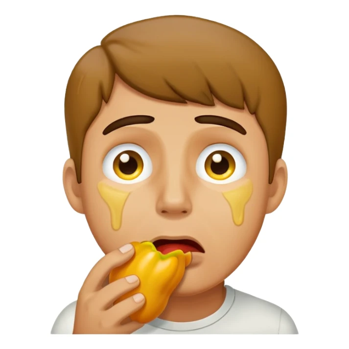 Crying man after eating yellow pepper sticker