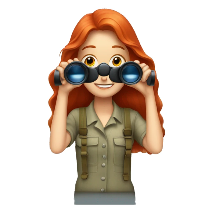 Long red haired girl looking at binoculars sticker
