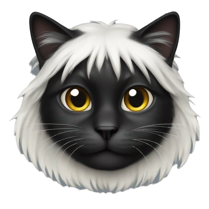 black cat long haired with muzzle half white sticker