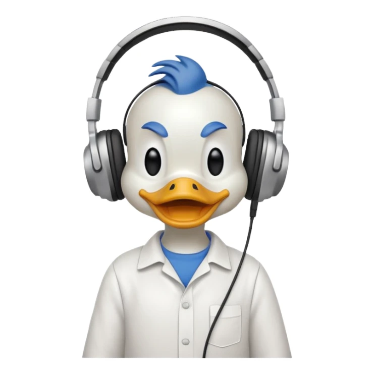 Doonald duck with headphones  sticker