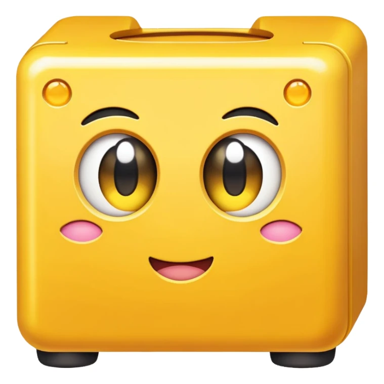 A yellow box with kirby eyes sticker