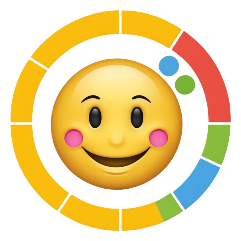 smiley with text: c360, and data visualization charts on the smiley sticker