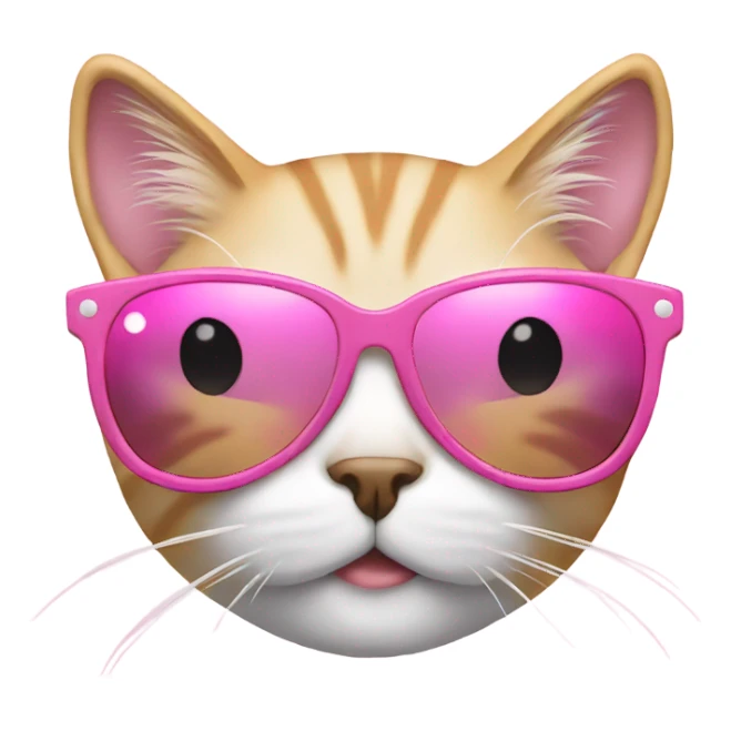 Cat with sunglasses pink and whit  sticker
