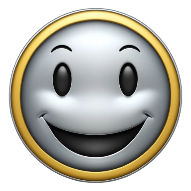 Silver coin smiley face sticker