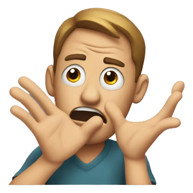 Disgusted confused emoji with hands sticker