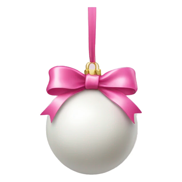 white bauble with pink ribbon bow on the string sticker