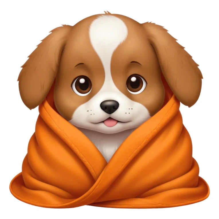 Cute pupply inside an orange blanket sticker