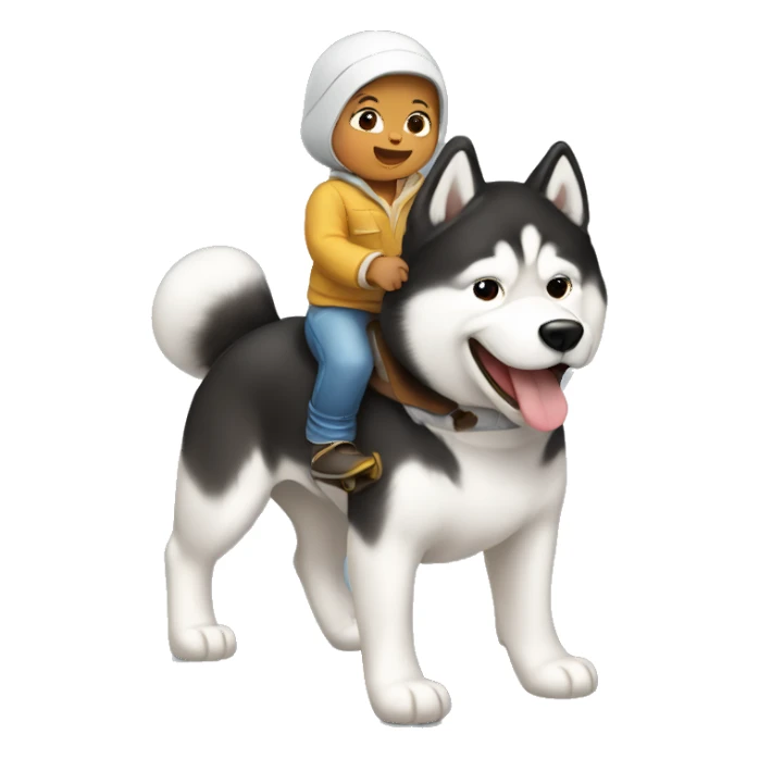 Baby riding a malamute sticker
