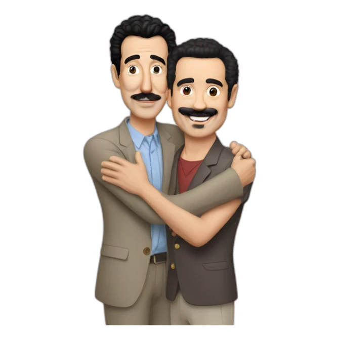 borat hugs asian man sticker