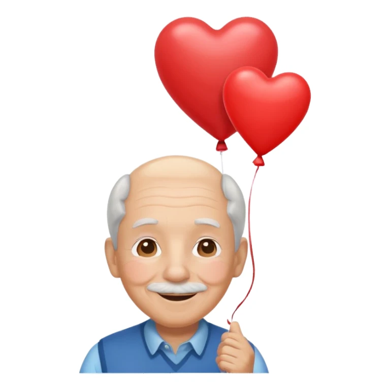Grandpa floating with heart balloon sticker