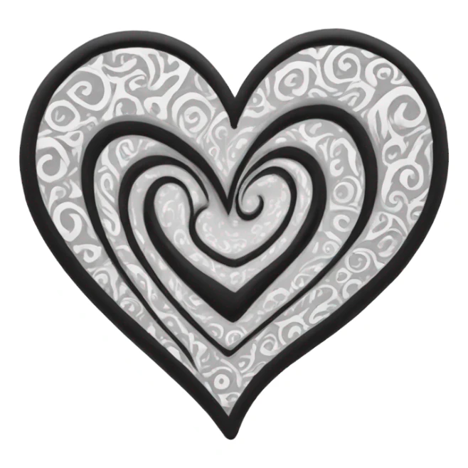 Black and white heart swirled  sticker