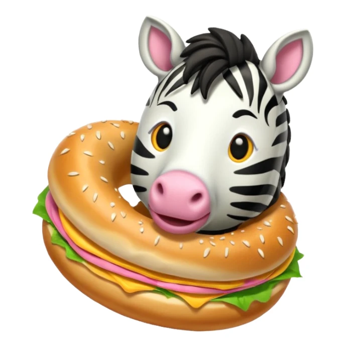 zebra eating bagel sticker