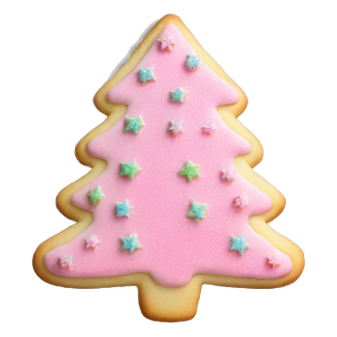 pink frosted christmas tree sugar cookie sticker
