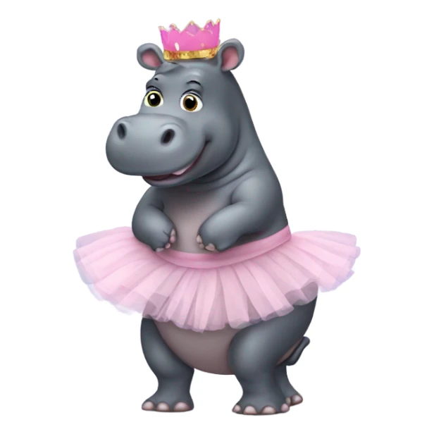 hippo wearing a tutu sticker