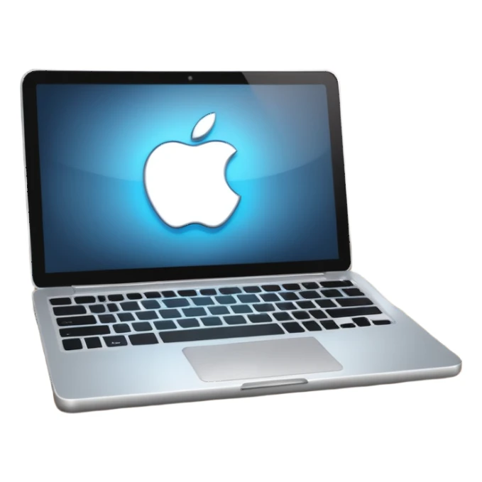 Modern silver laptop glowing on desk sticker