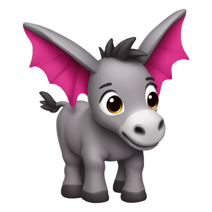 cute Donkey with dark pink dragon wings sticker