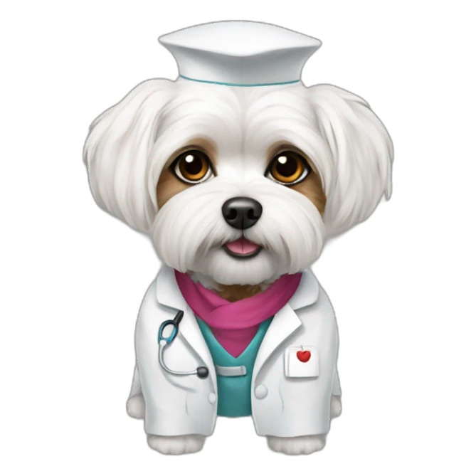 Maltese Shitzu in doctors outfit sticker