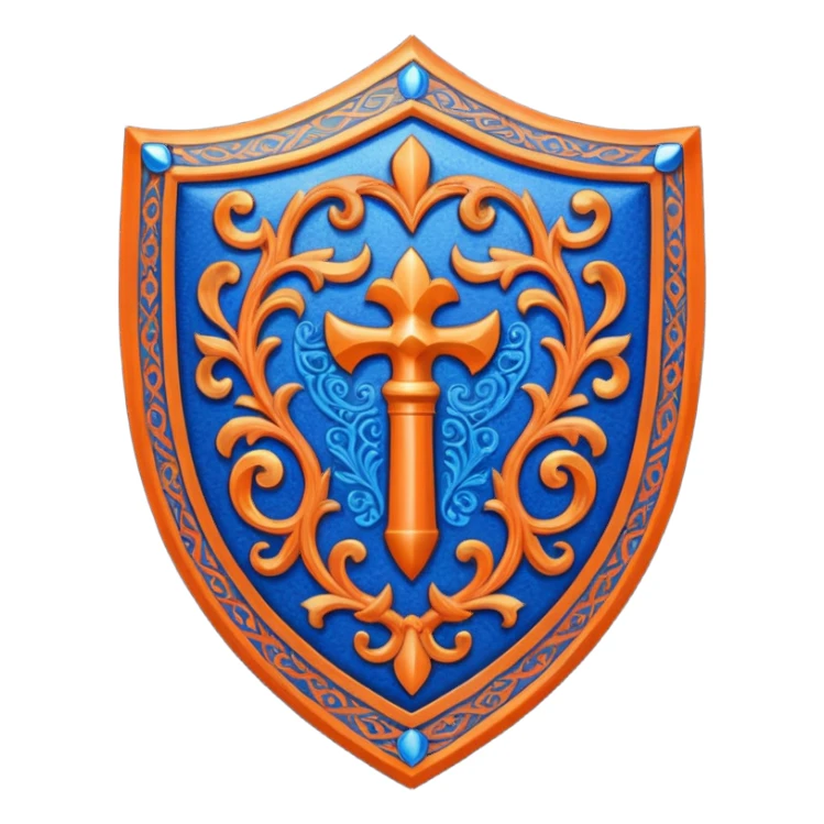 glitter blue and orange ancestor shield sticker