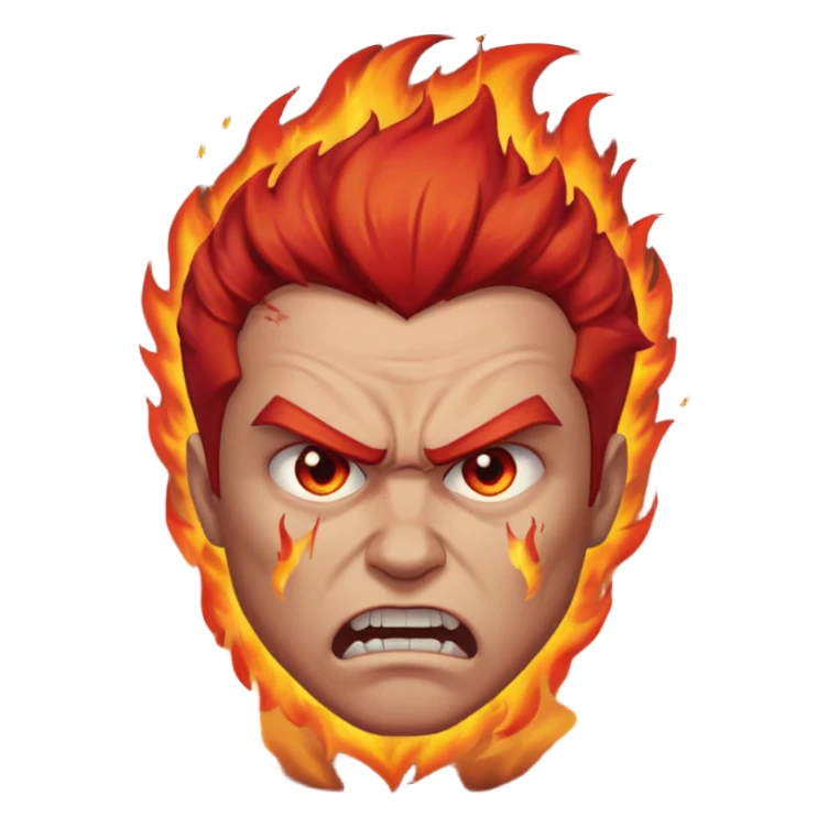 burning angry man sticker