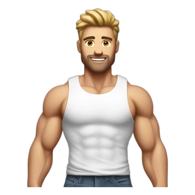 muscular guy with white tank top sticker