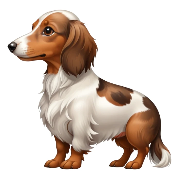 White and brown spotted long haired dachshund side profile  sticker
