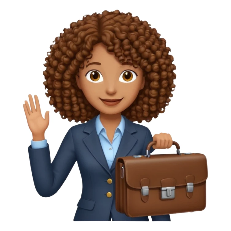 brown curly haired woman holding a briefcase sticker