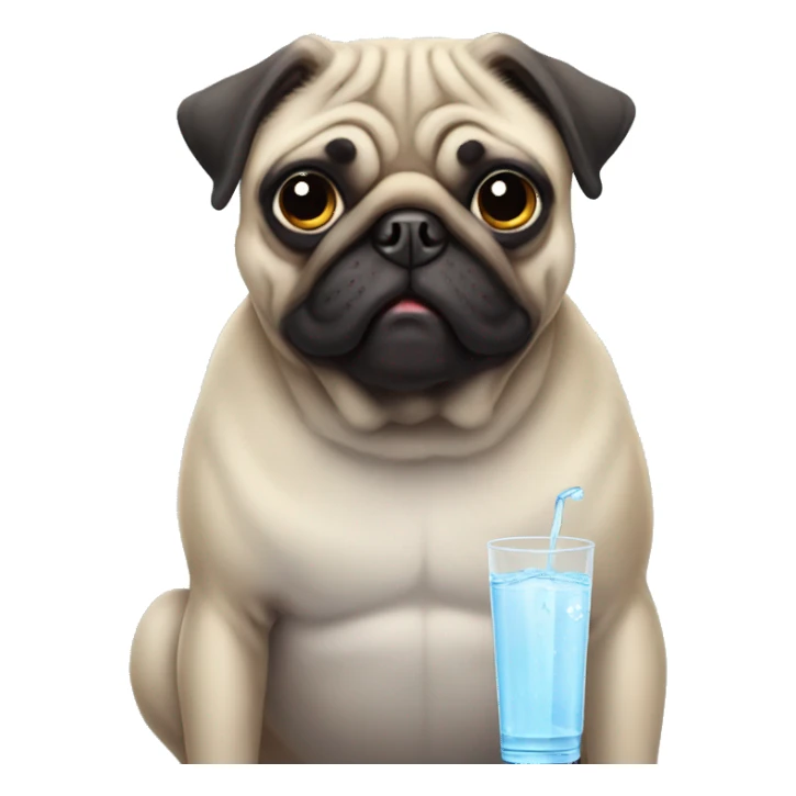 ugly ass pug drinking water sticker