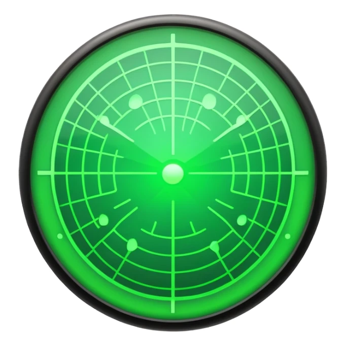 circular radar with blips and grid sticker