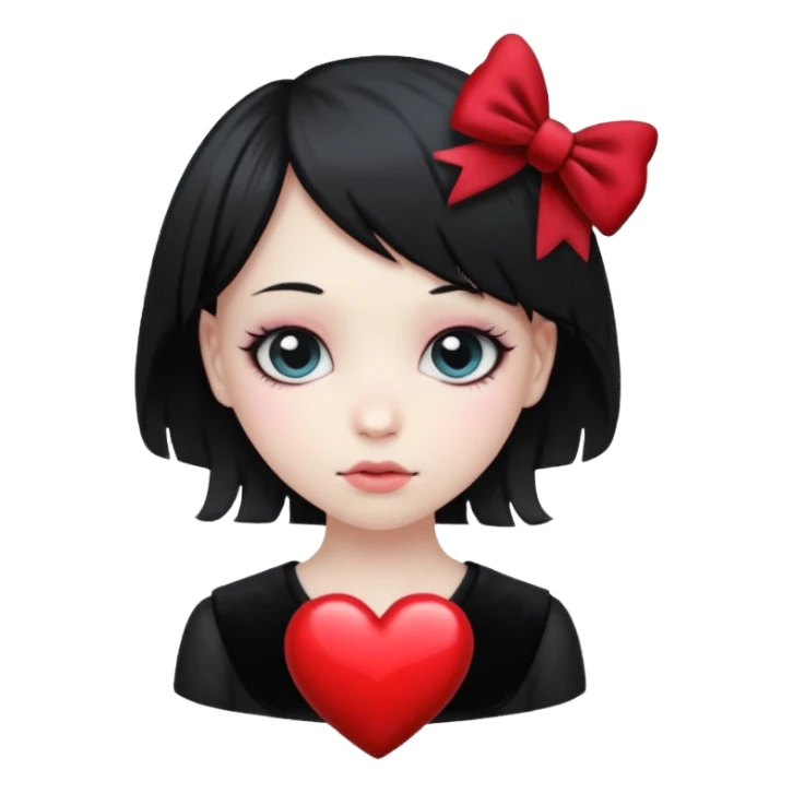 heart with a velvet bow, emo sticker