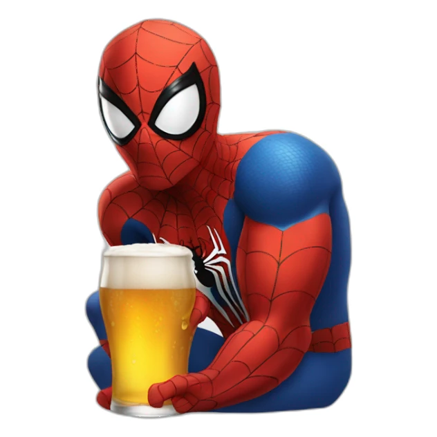 spider man with a beer sticker