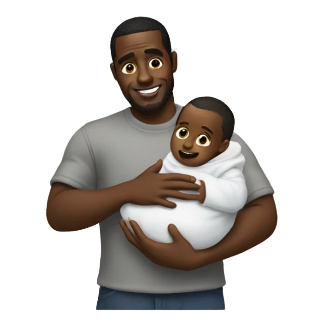 Diddy holding a baby sticker