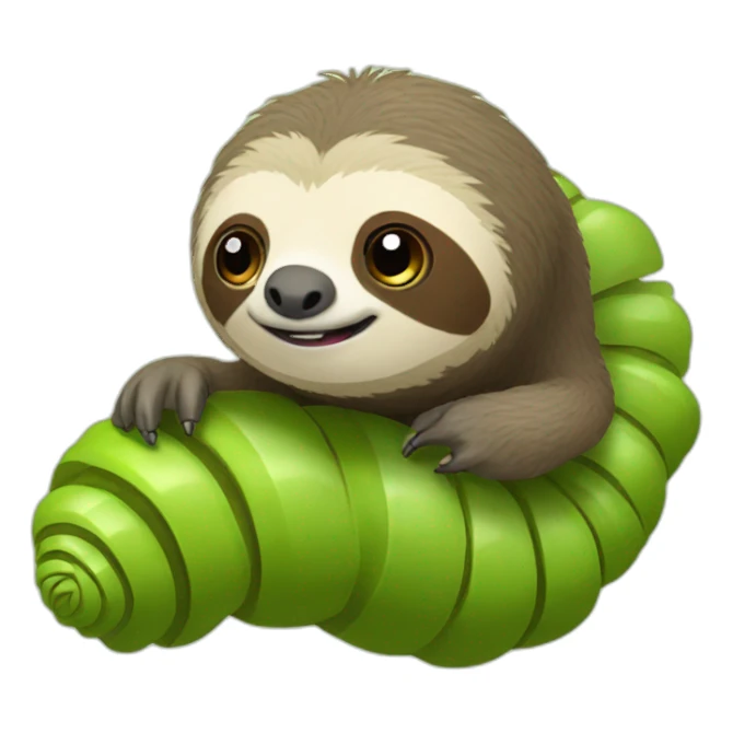 Sloth riding caterpillar with head sticker