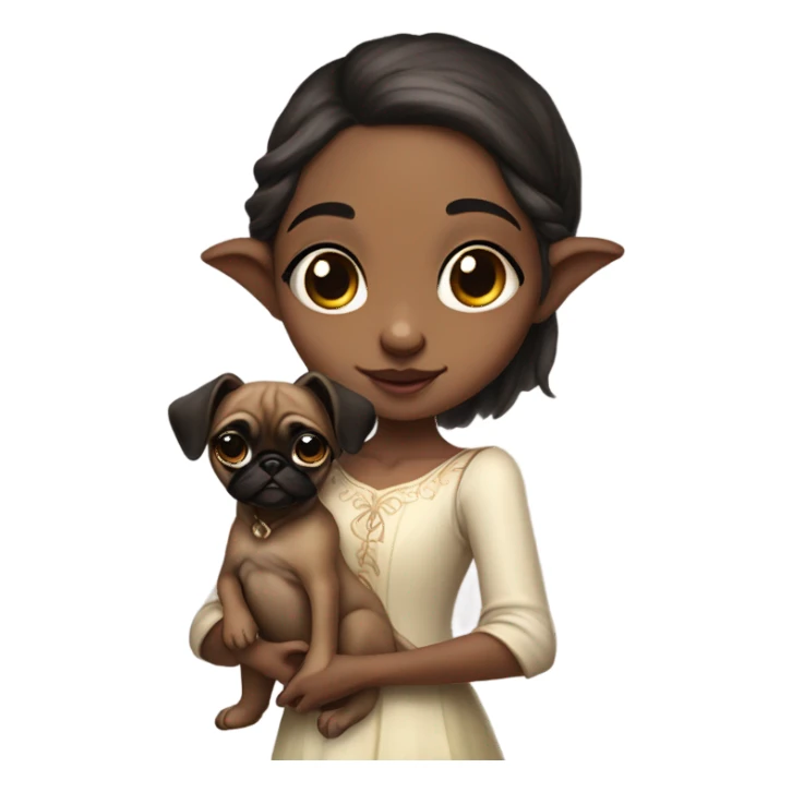 girl elf with pug sticker