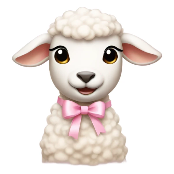 Lamb with light pink bows on ears sticker