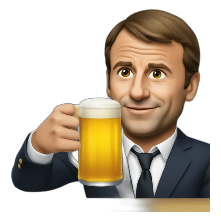 emanuel macron drink a beer sticker