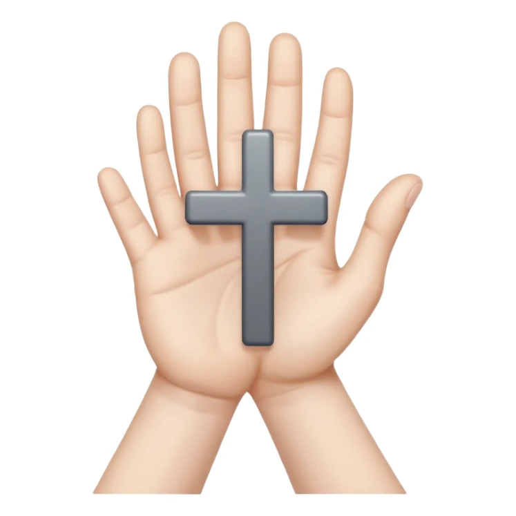 grey hand with upside down cross on the palm sticker