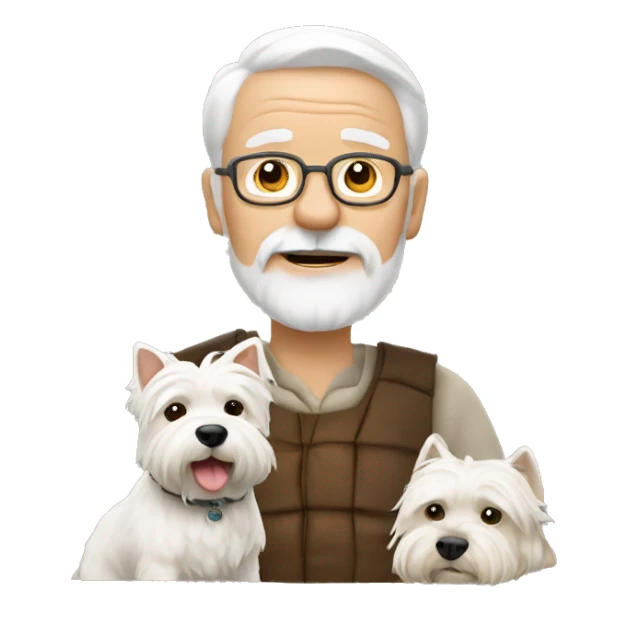 old man with west highland terrier sticker