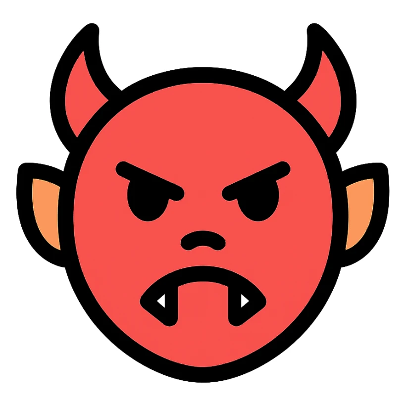 devil, icon with black outlines sticker