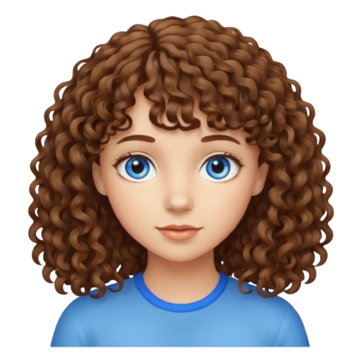 Chica rizada castaña con flequillo  sticker