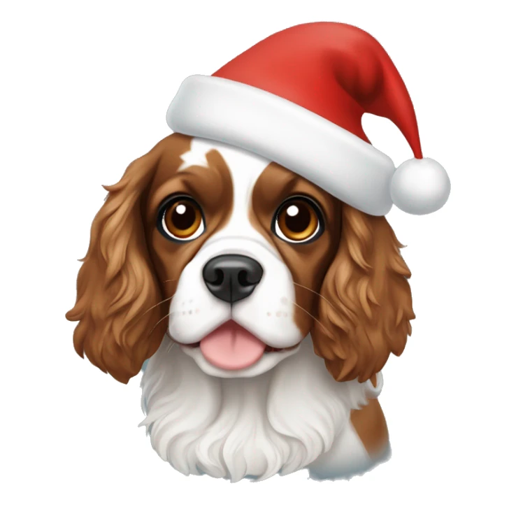 Tricolor Cavalier Spaniel with a Santa hat  sticker