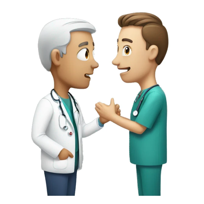 man talking to doctor sticker