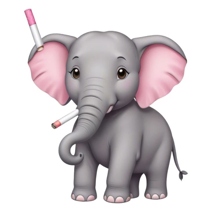 Elephant holding pink cigarette  sticker