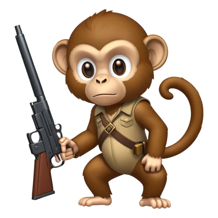 Monkey with gun sticker