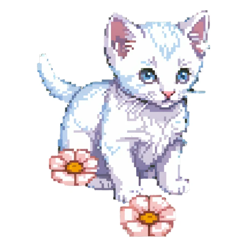 Kitten smells flowers sticker