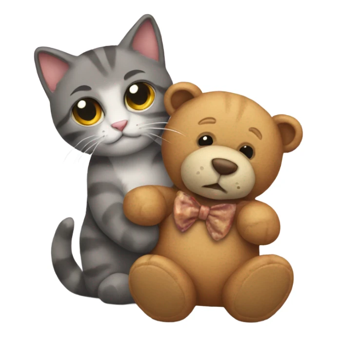  cat and his teddy BEAR sticker