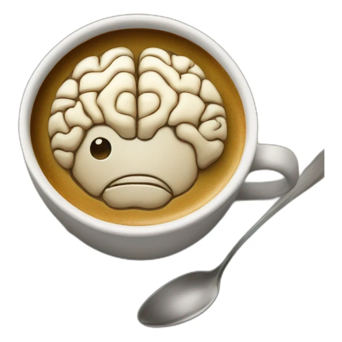 brain inside a cup of coffee sticker