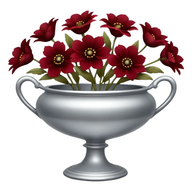 Silver compote vase with dark red flowers sticker